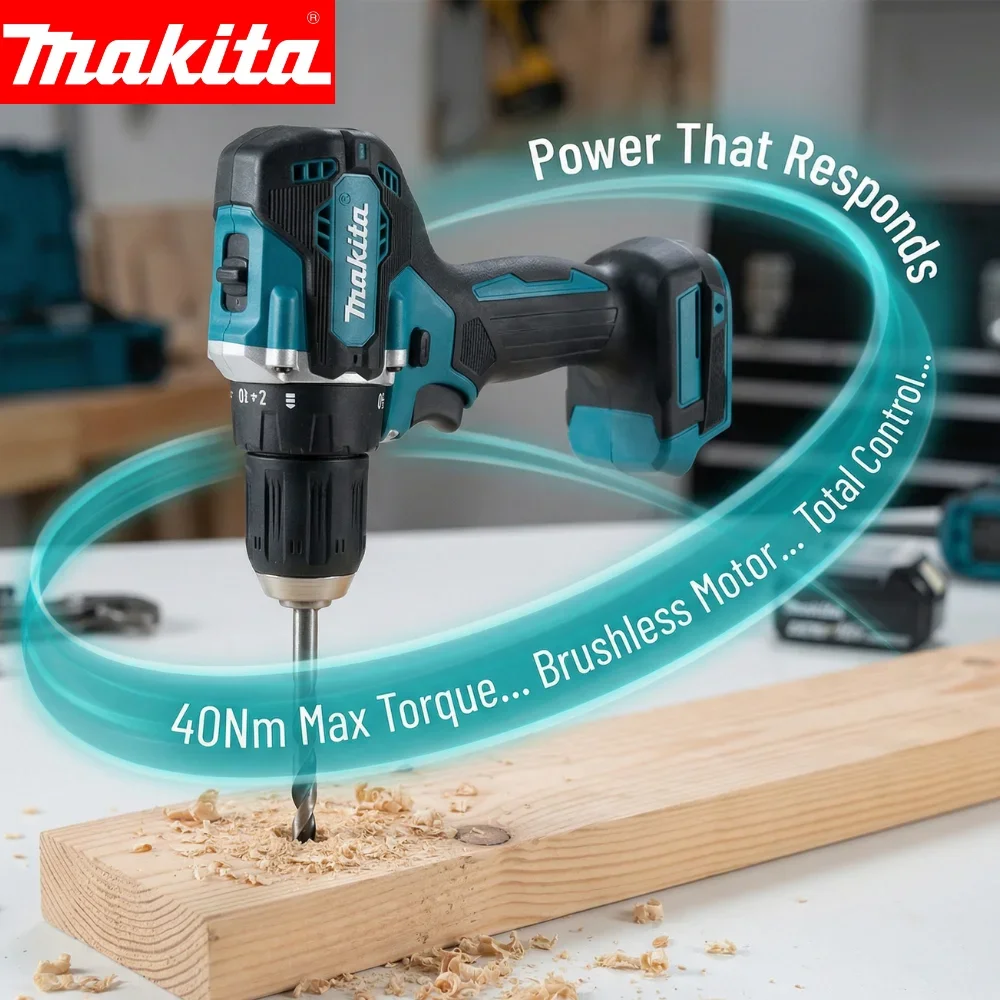Makita DDF487 18V Cordless Drill Driver Brushless Motor Lightweight 1.34kg 1800RPM Variable Speed for Home Use