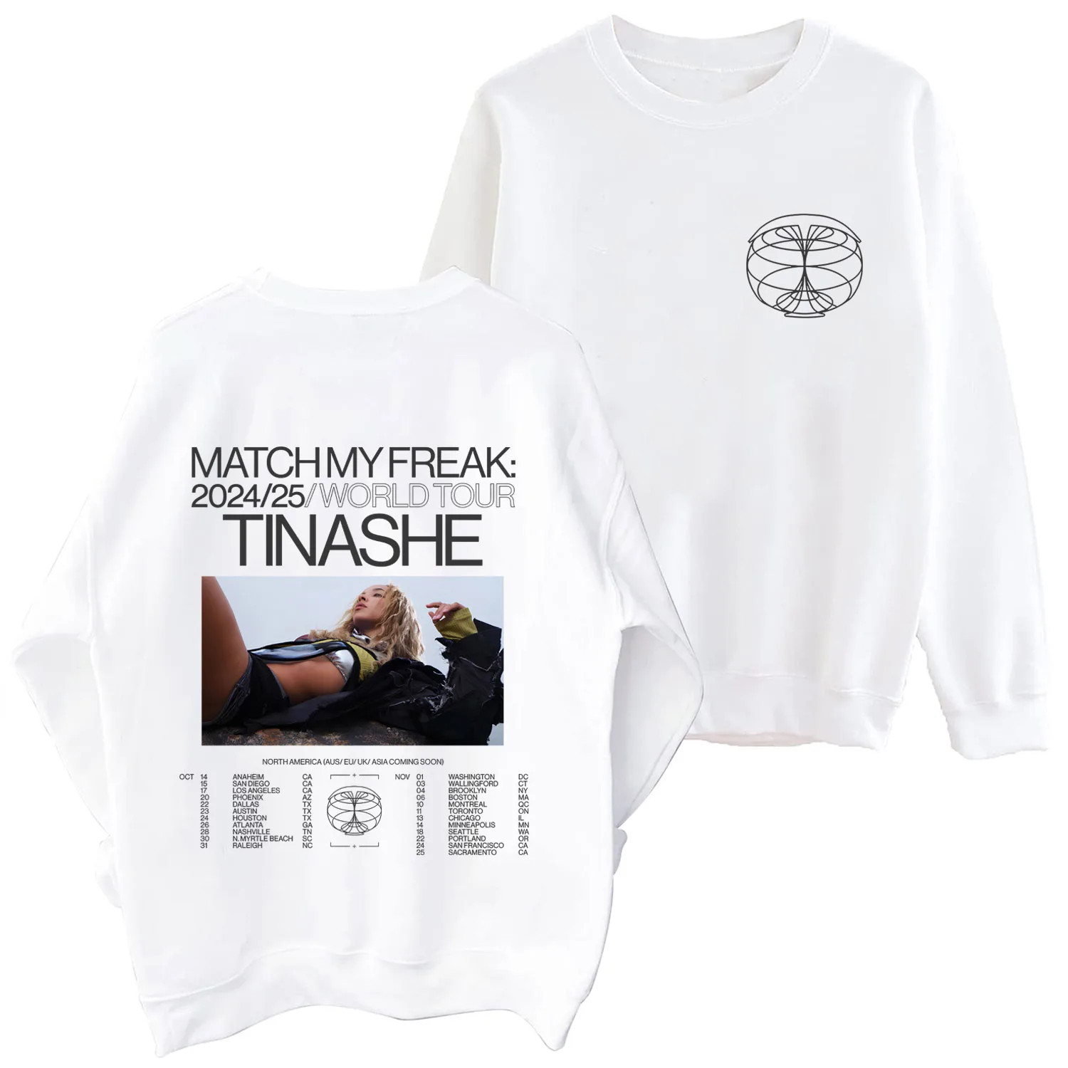 Tinashe 2024 Long Sleeve Match My Freak World Tour Autumn Unisex Regular Music Fans Gift Sweatshirt Casual O-Neck Hoodie