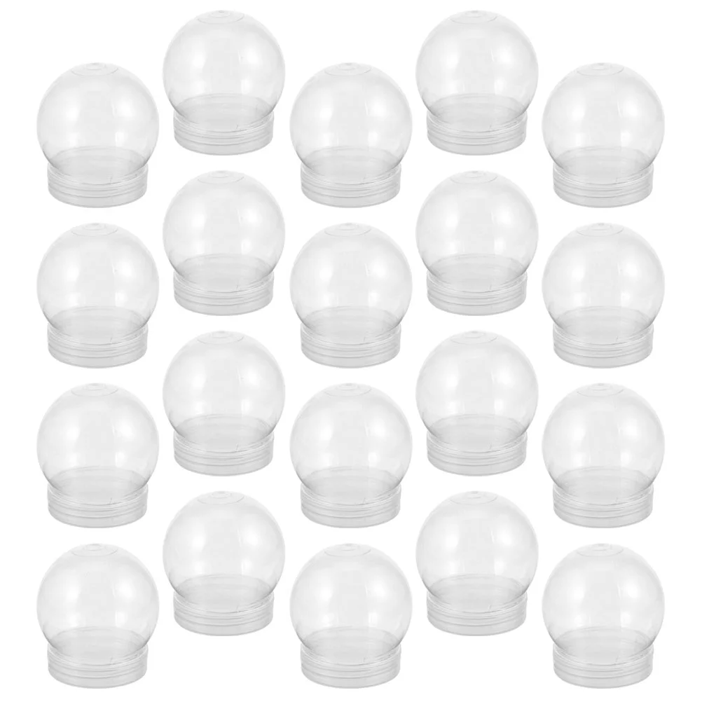 20 Pcs DIY Snow Globe Accessories Kit Globes Plant Decoration Round Water Clear Plastic Making Mold