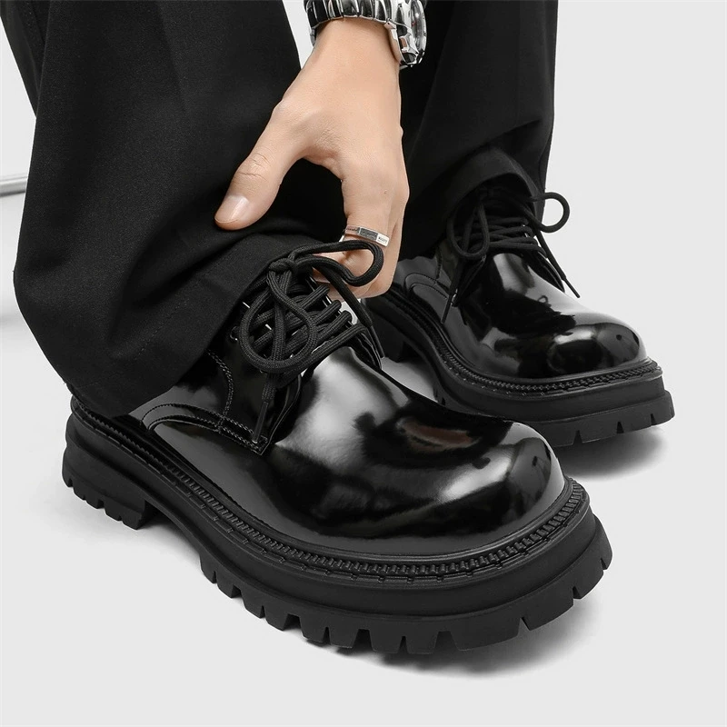 

Square Luxury Men Black Fashion Casual Leather Shoes Dress Height Increasing Loafers Spring Autumn Designer Shoes Wedding Shoes