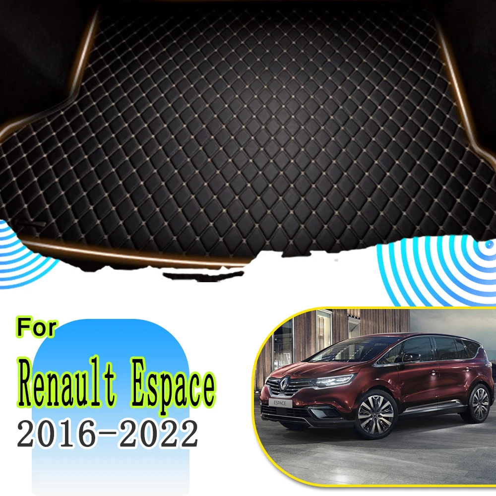 

Автомобильный коврик для багажника Renault Espace 2016 ~ 2022, водонепроницаемый защитный коврик, защита багажника, кожаный автомобильный коврик для заднего багажника, автомобильные аксессуары