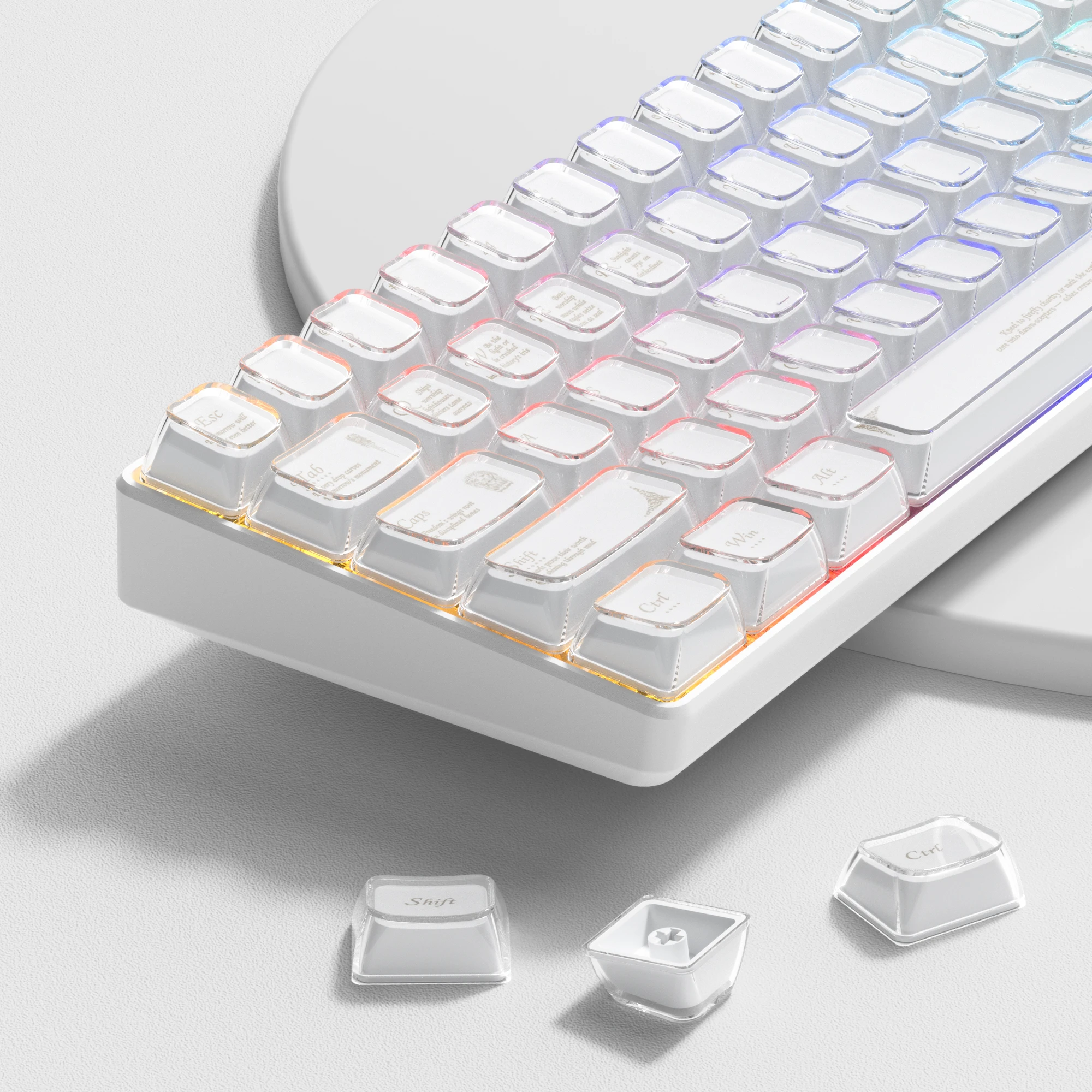 

115 Keys Luna MDA Profile Transparent Clear Keycaps Crystal Ceramic PC Keycap RGB Shine Through Key cap for MX Switch Keyboard