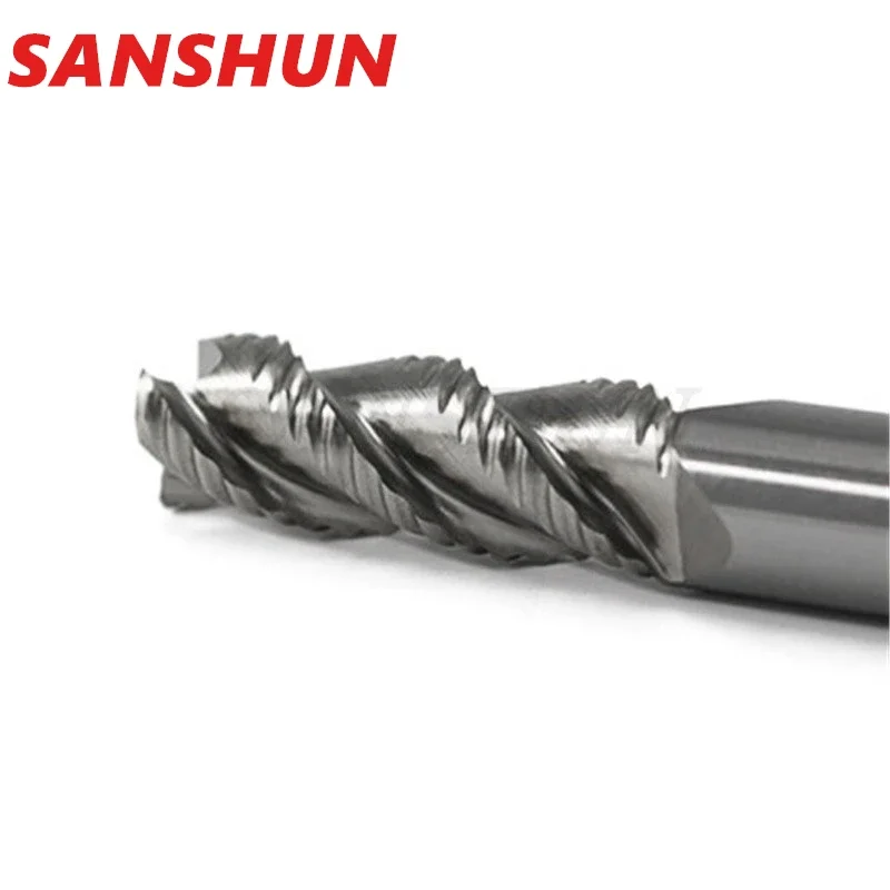 HRC55 4 Flute Coated Carbide Coarse Pitch CNC 3 Flute Lapped 45 Degree Helix Carbide Aluminium Ripper Carbide roughing end mill