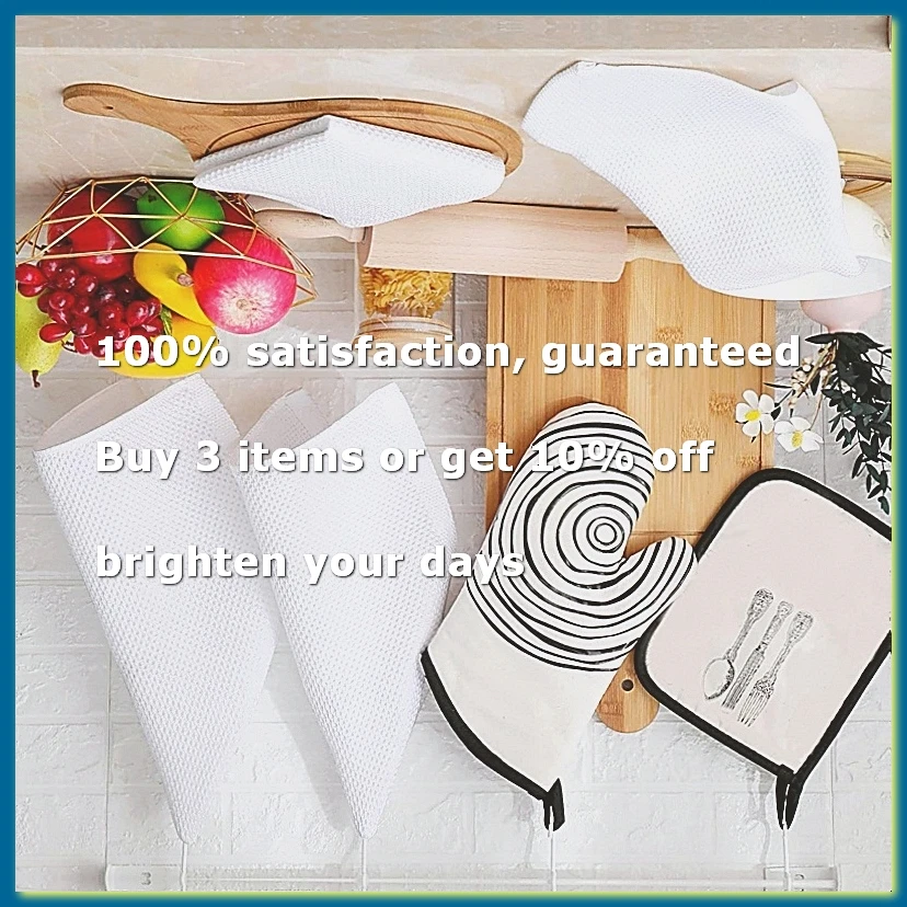 100% Cotton Waffle-Weave Kitchen Dish Cloths, Ultra Soft Absorbent Quick Drying Dish Towels White
