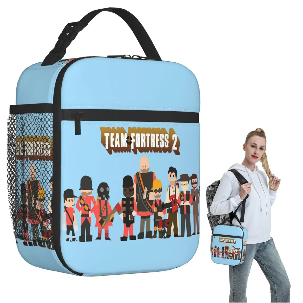 Team Fortress 2 Insulated Lunch Bag for Women Children Portable Food Boxes Thermal Lunch Box Tote