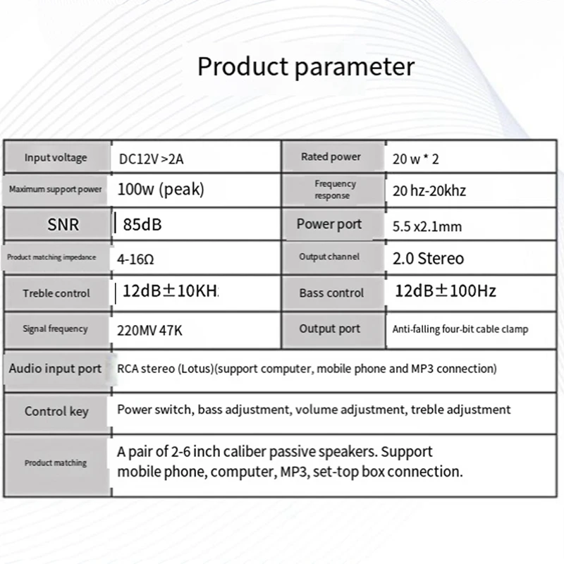 AK170 Compact Size Audio Power Amplifier Portable Sound Amplifier for Car and Home Speaker Amp-DTD2