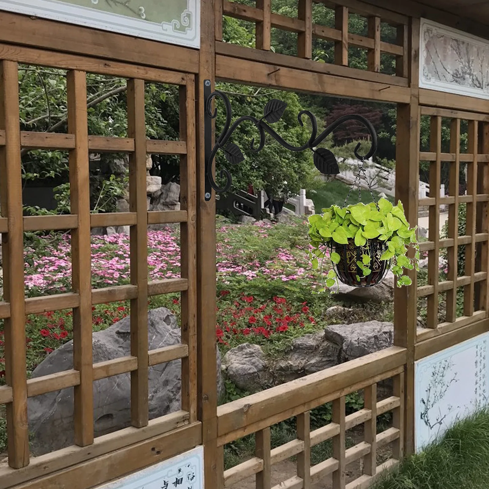 Móc Sắt Ngoài Trời Giá Treo 38X19X2Cm Trang Trí Nhà Bền Đen Treo Tường Hoa Đứng