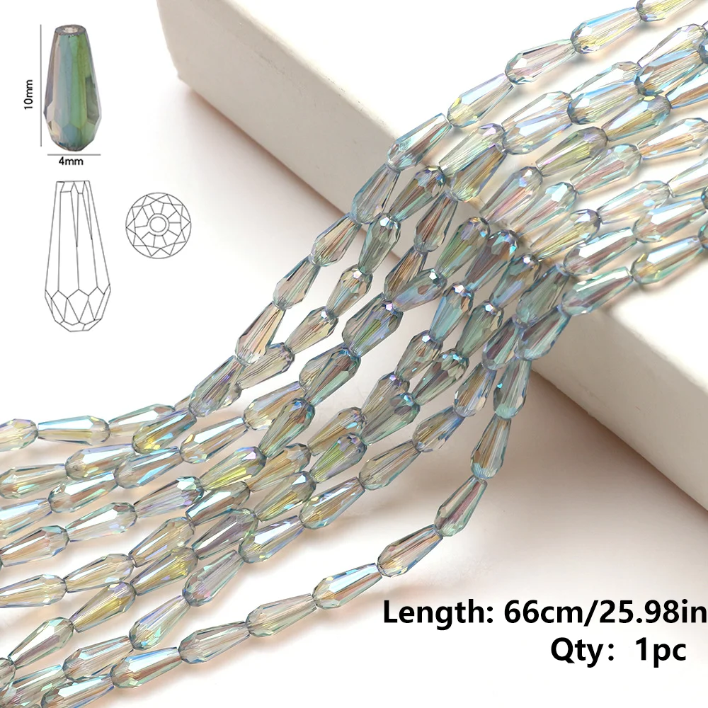 0.66m Glass Bead Chain 10*4mm - Medium Hole Prism Pendant for Lamp Parts, Wedding Hanging Decoration, Home DIY Jewelry Making