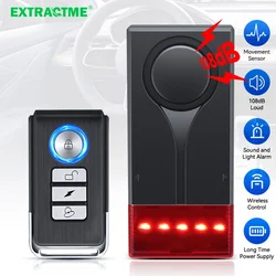 Extractme Car Anti-Theft Vibration Sound & Light Alarm 108dB Wireless Remote Door Window Vehicle Security Interior Alarm System