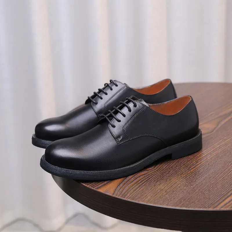 Italian Mens Genuine Leather Dress Shoes Luxury Quality Handmade Comfortable Autumn Round Toe Fashion Wedding Social Shoes Man