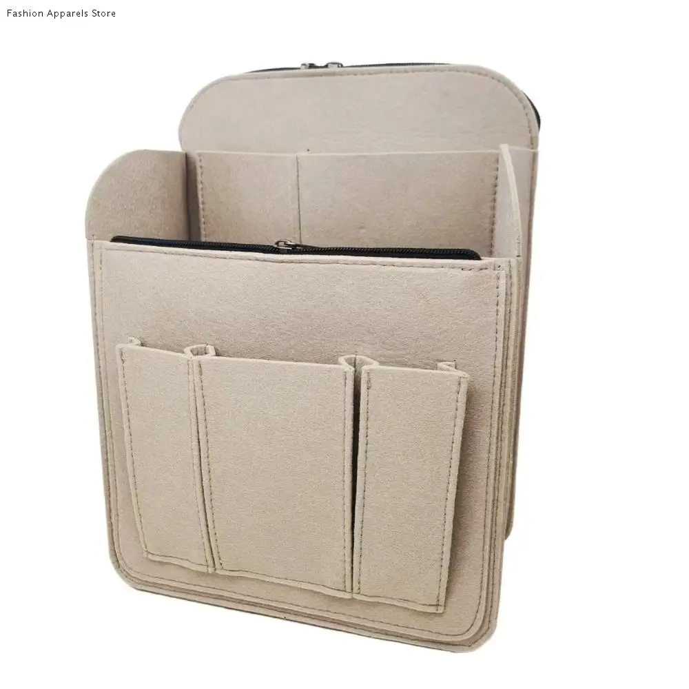 

Фетровый рюкзак-органайзер, многослойная вставка с несколькими карманами, косметичка, многофункциональная однотонная сумка для хранения на открытом воздухе