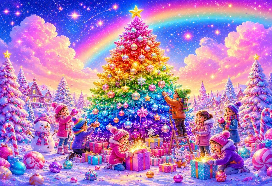 500/1000/1200/2000PCS Christmas Jigsaw Puzzle Colorful Xmas Tree Children Snowman Rainbow Sky DIY  Leisure Decor Present