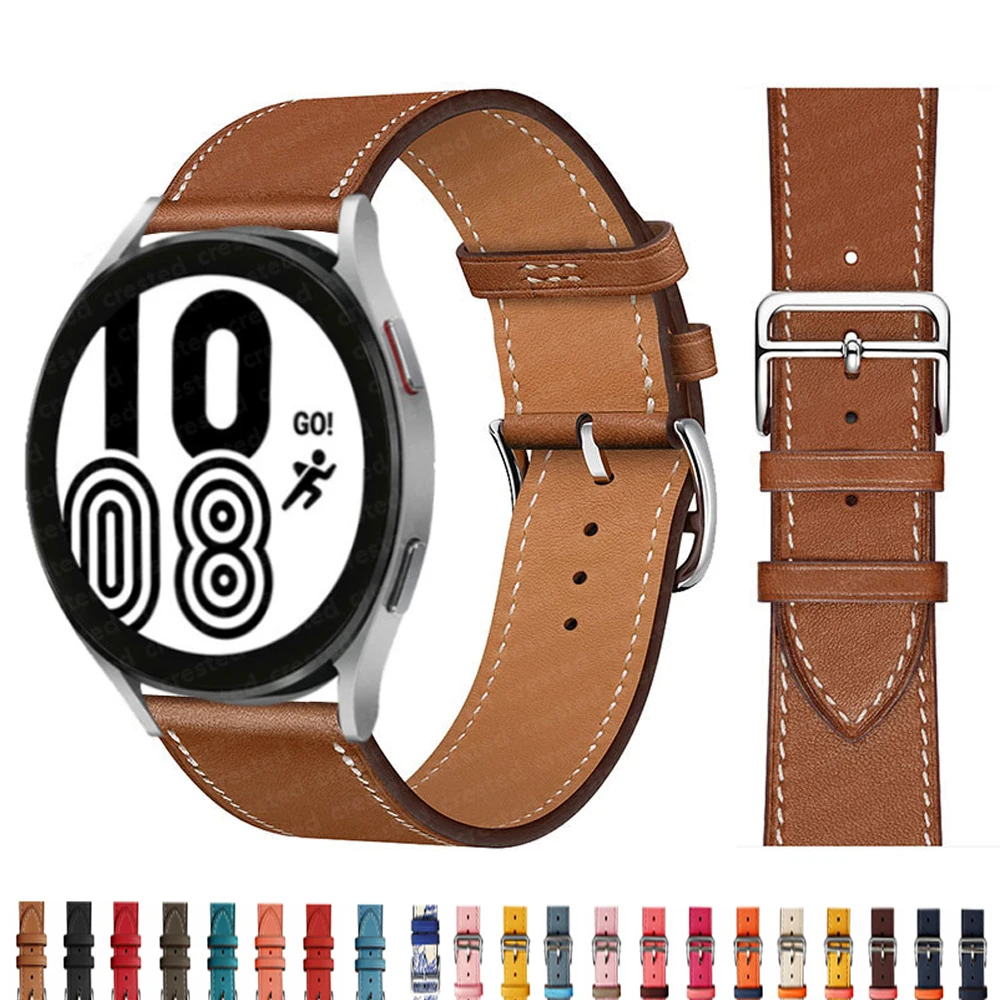 20mm 22mm Leather Band For Samsung Galaxy watch 6 5 pro Active 2/3/S3/Huawei GT-2-Pro 3 Bracelet Galaxy Watch 4 44mm 40mm strap