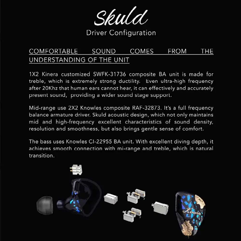 Kinera Imperial Skuld Headphone 5 BA Drivers In Ear Earphones IEM HiFi Music Wired Earbuds Detachable Cable 4.4mm Balanced Plug