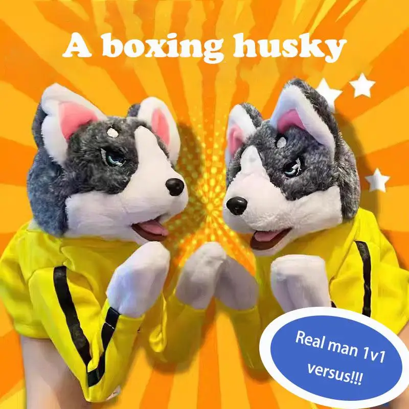 Kindercadeau Kung Fu Husky Handschoen Pop Knuffel Boxer Handpop Marionet Hond Actie Interactief Speelgoed Feest Sociaal spel