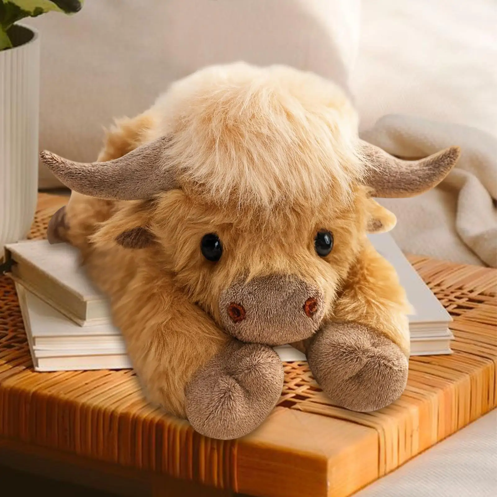 45cm Highland Cattle Stuffed Animal Doll Super Soft Cuddle Pillow Plush Toy For Kids Playroom Living Room Cute Christmas Gifts