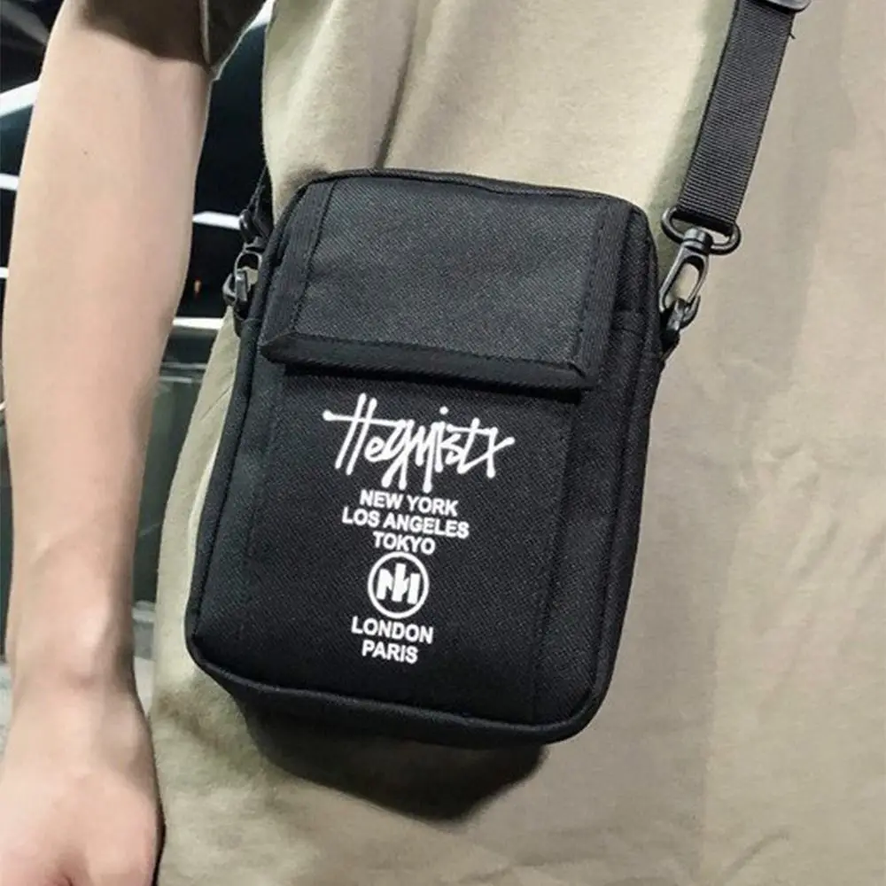

Повседневная мужская сумка на ремне в корейском стиле, кошельки на молнии, мини-сумка через плечо с буквами, однотонная сумка на плечо и грудь, пара