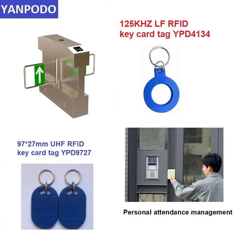 YANPODO UHF RFID 860-960MHz 125KHZ key tag Keyfob tag ABS Alien H3 Chip 3-10cm range for Vehicle Personal Access Control System
