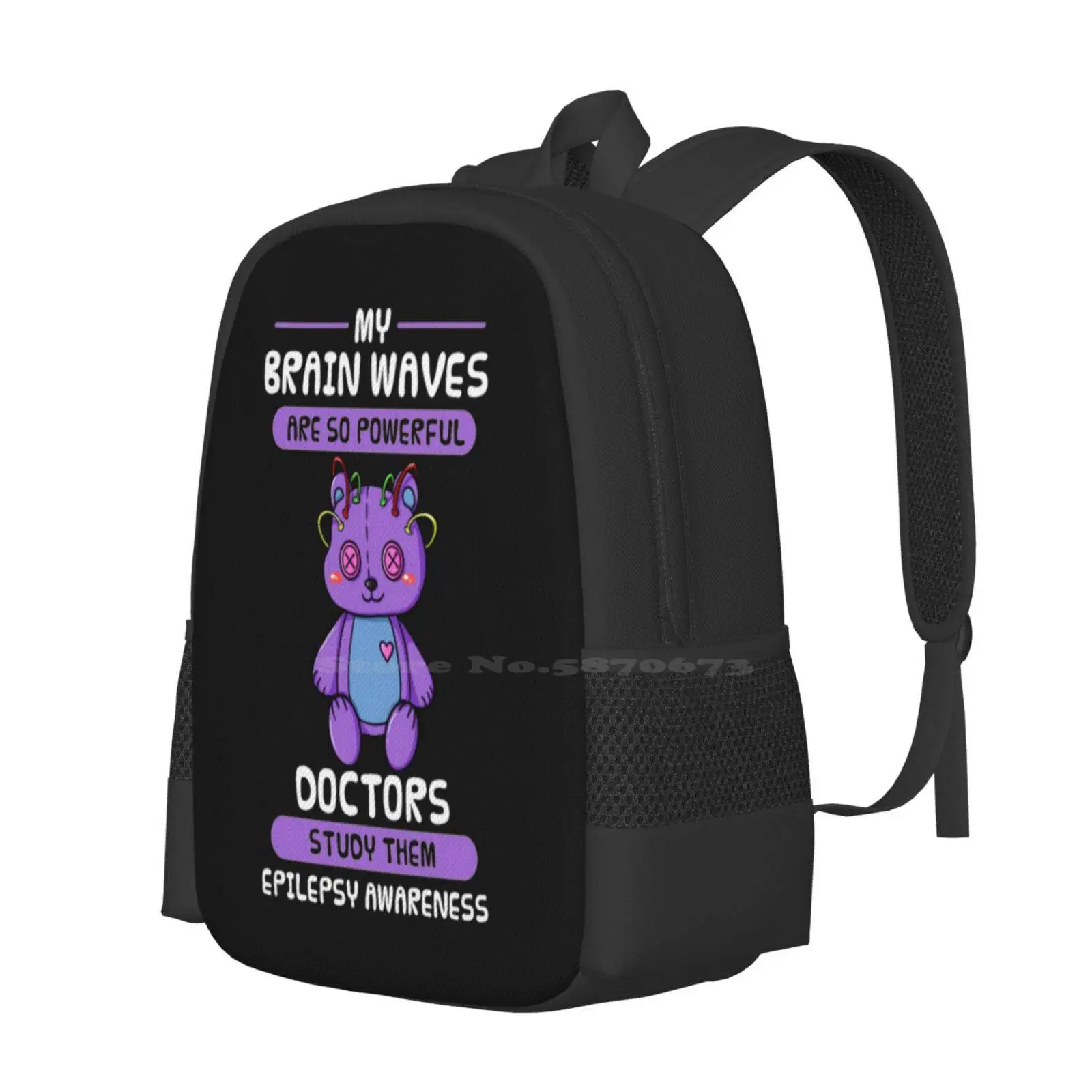 My Brain Waves Are So Powerful Doctor Epilepsy Teen College Student Backpack Pattern Design Bags Epilepsy Book Epilepsy Cup