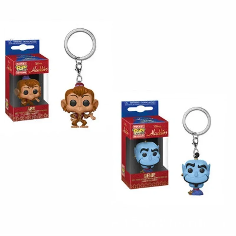 FUNKO POP llavero de bolsillo dibujos animados Disney Genie Abu Aladdin vinilo colección de figuras de acción modelo juguetes para regalo