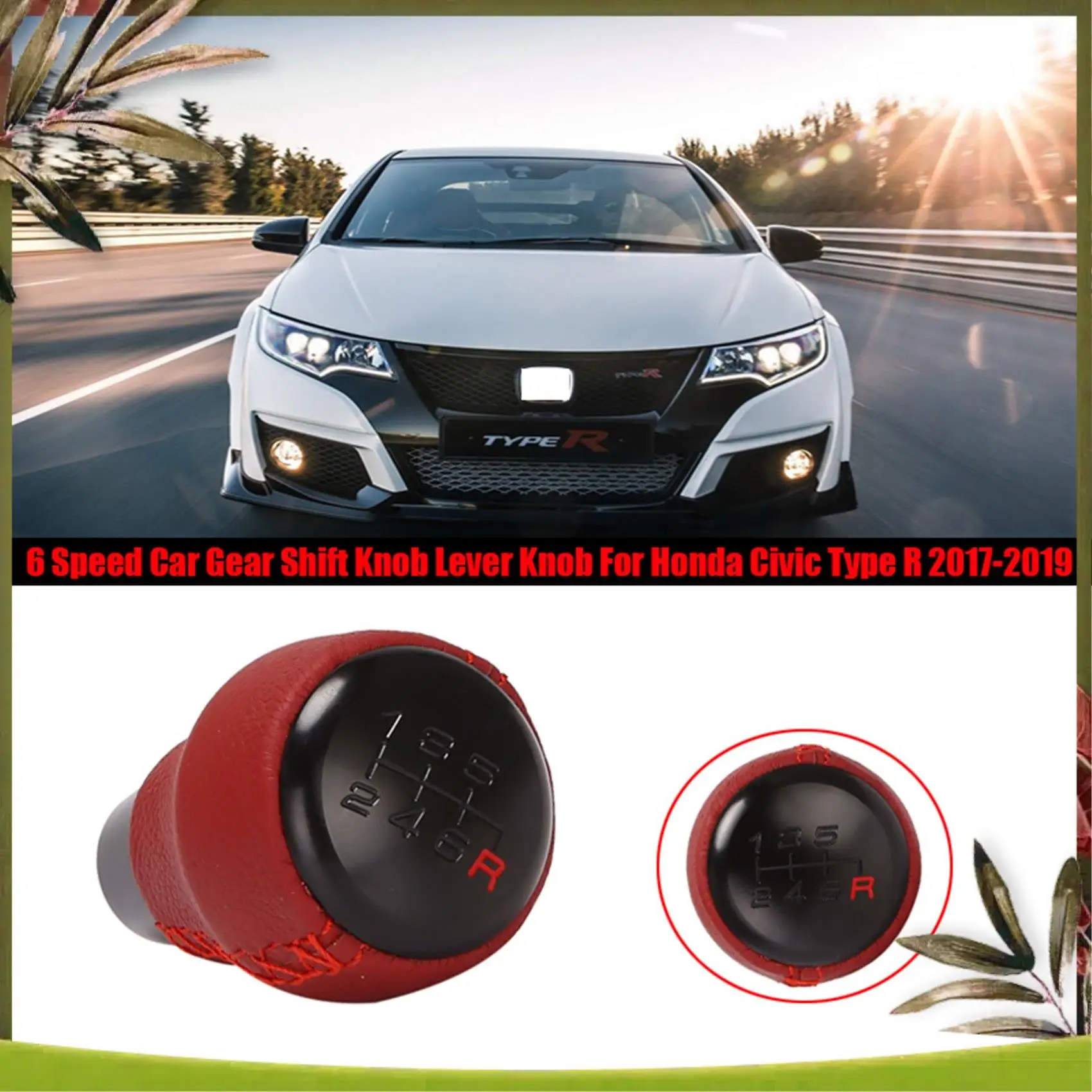 

Portable 6 Speed MT Car Gear Shift Knob Stick Ball Head Change Lever Knob For Honda Civic Type R 2017-2019 08U92-TEA-110