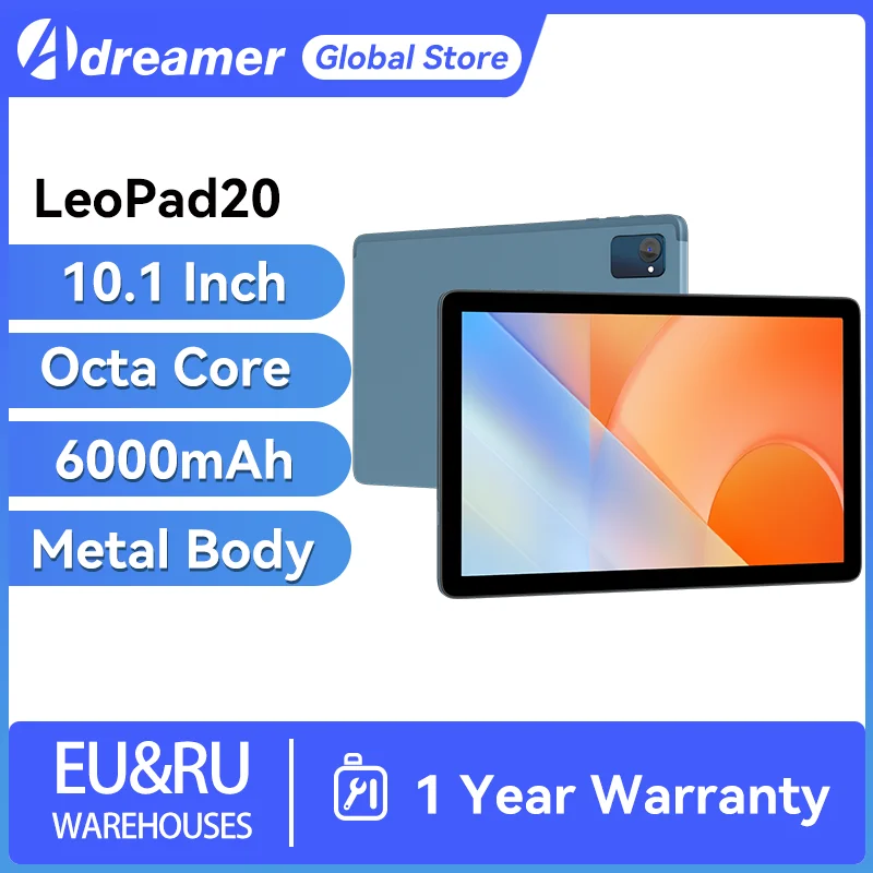 Adreamer LeoPad20 Tablets PC 10.1" Tablet Quad Core 1280x800 IPS Android 13 Bluetooth Wifi 6000mAh Portable