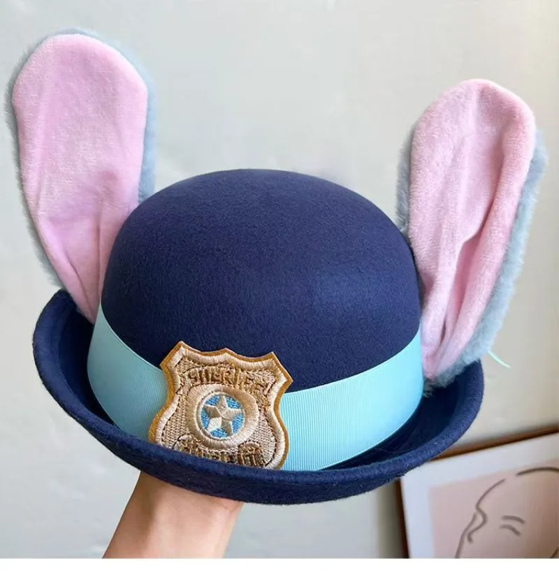 Topi Judy Baru Topi Bowler Kelinci Zootopia Topi Judy Petugas Polisi Zootopia Topi Cosplay Anak Dewasa Ikat Kepala Hiasan Kepala Topi Hadiah Lucu Populer