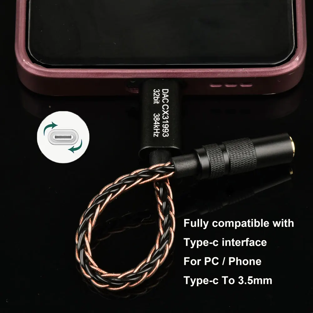 Decodificador de Audio DAC HiFi T8 CX31993, amplificador de auriculares tipo C a 3,5mm, adaptador para Android/Apple, amplificador de decodificación