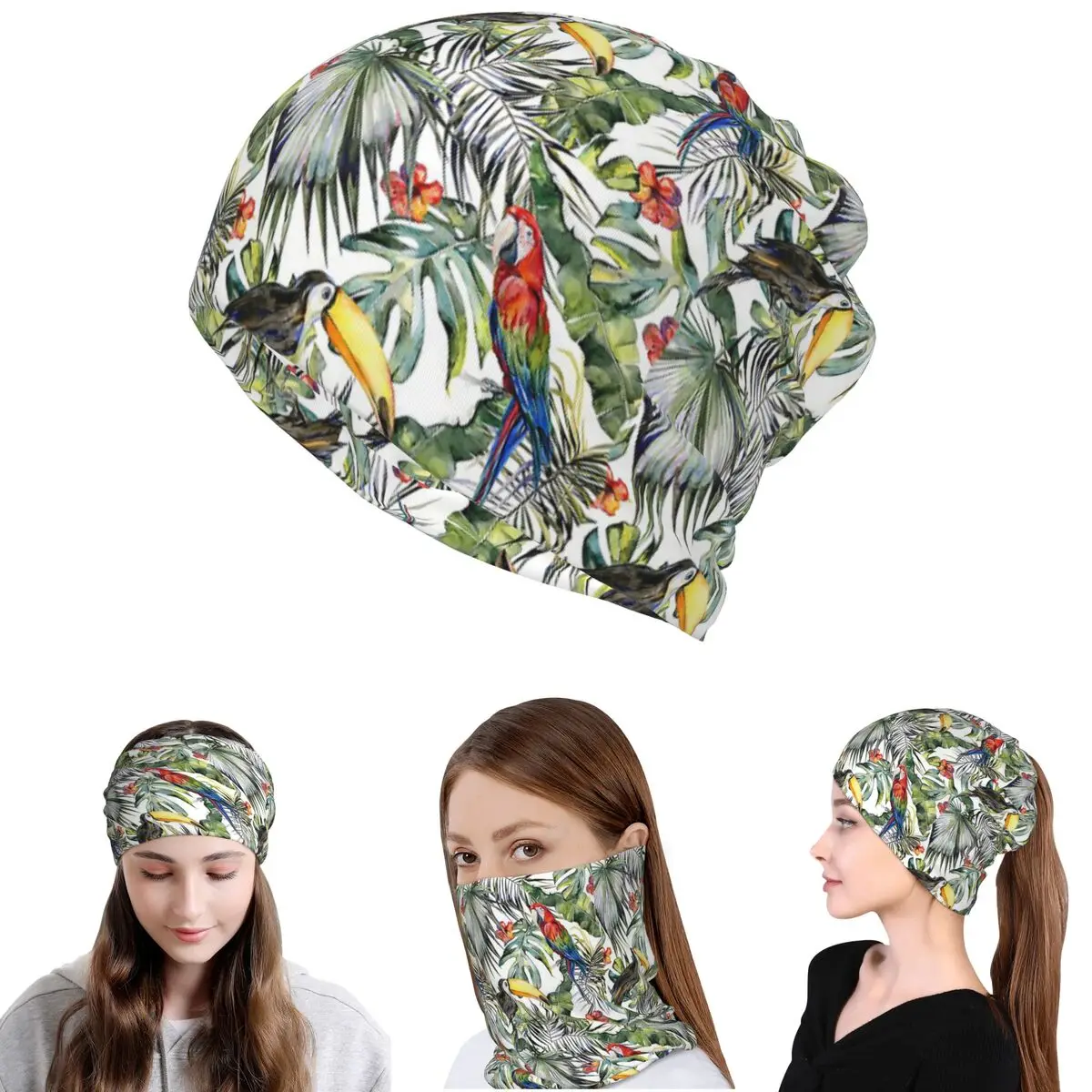 

Tropical Jungle Bandana Neck Gaiter Face Scarf Multifunction Headwear Beanies Hat for Men Women Adult Windproof