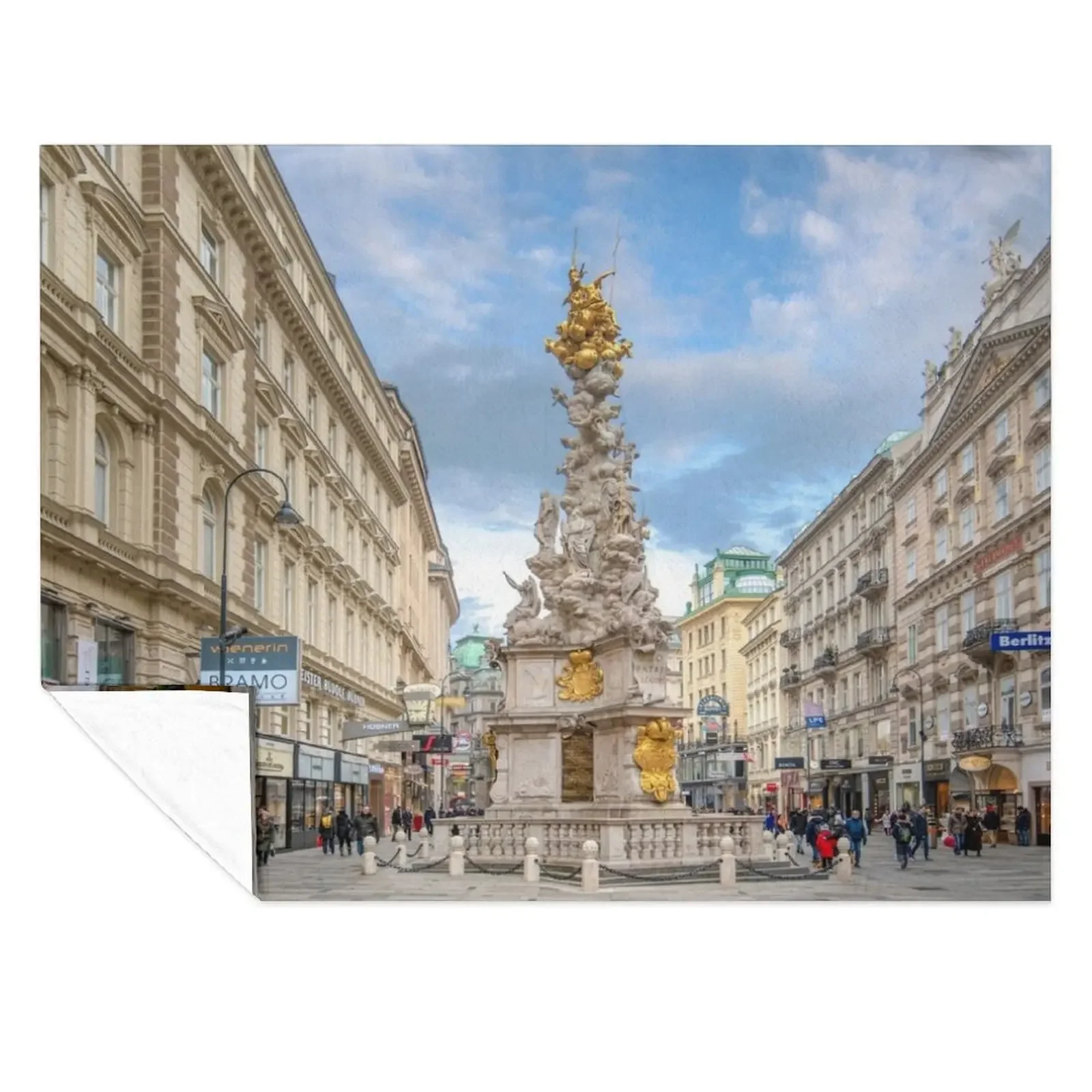 

Plague Column or the Holy Trinity Column in Vienna, Austria Throw Blanket Furrys Soft Plaid Luxury Designer Bed Blankets