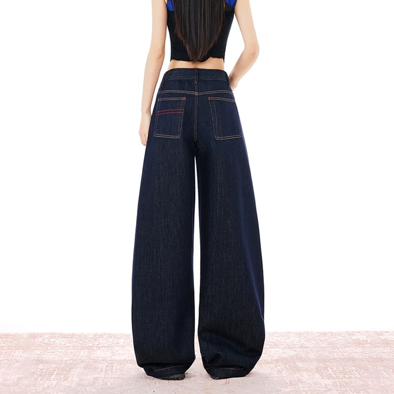 FINEWORDS Vintage High Waist Multiple Buttons Jeans Women Casual Wide Leg Jeans Easymatch Korean Full Length Loose Jeans