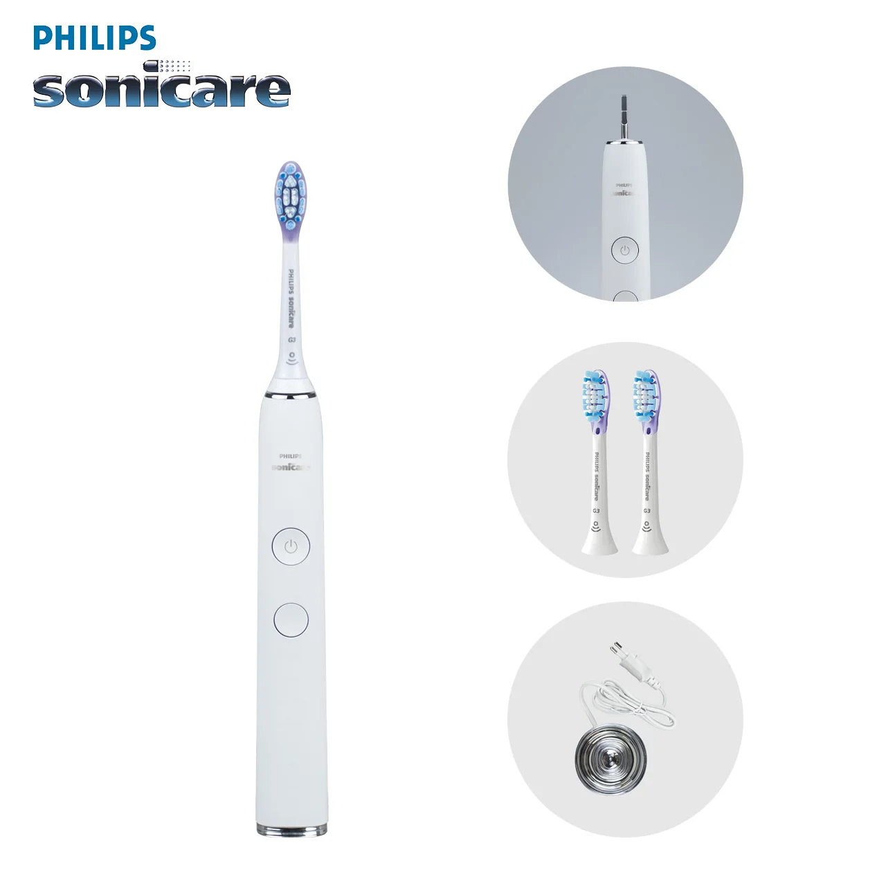 Philips Sonicare DiamondClean HX992 handle  rechargeable  electric toothbrush Philips Replacement Heads Adult Black, Pink, White