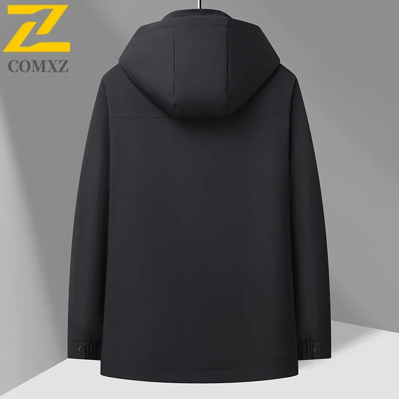 COMXZ Luxury Puffer Jacket Men Removable Inner Liner Outdoor Riding Lightweight Padding Coat Hooded Hiking Winter Down Jacket