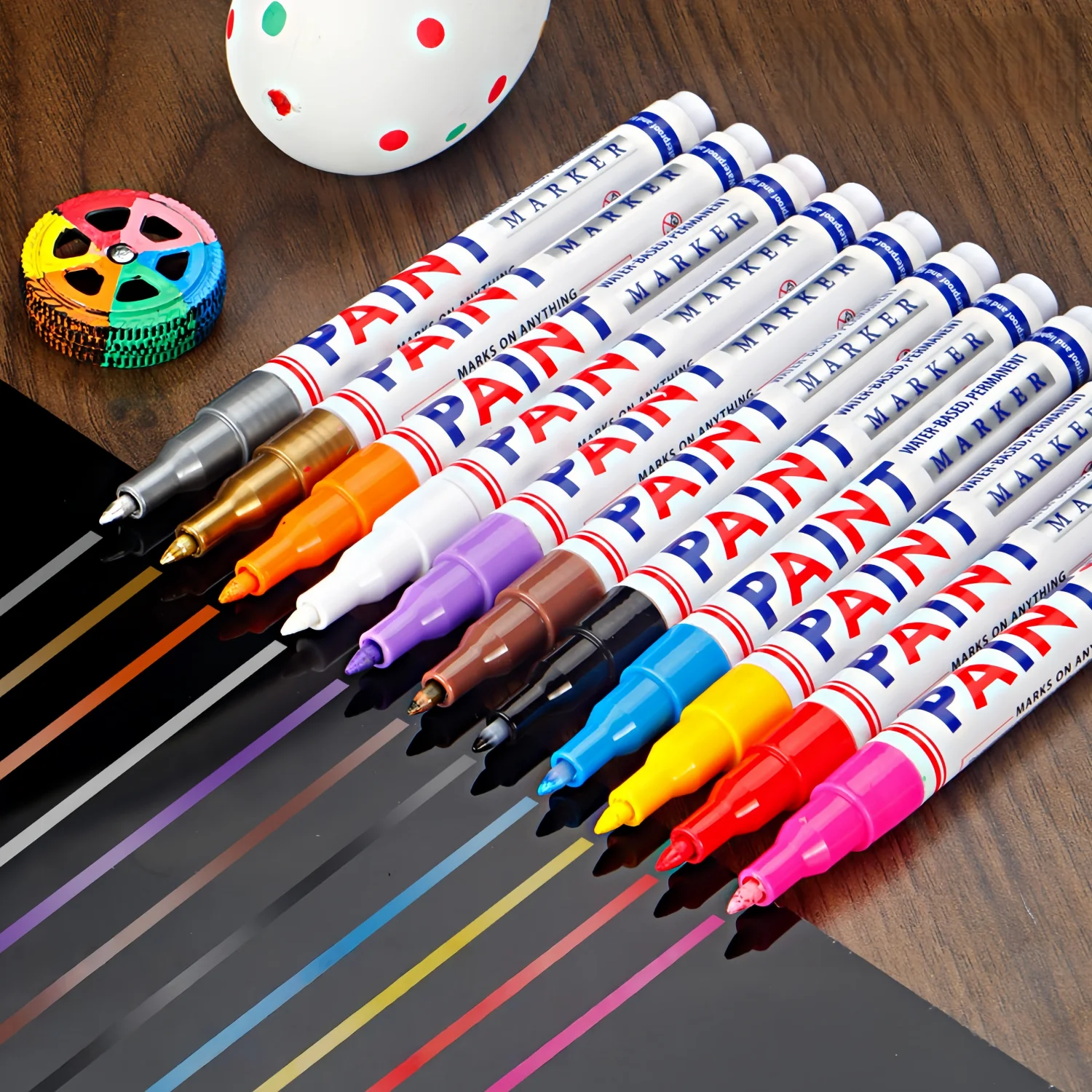 

Ручки для рисования, набор ручек для рисования на масляной основе, 12 цветов, быстросохнущие и перманентные, маркеры для камня, камня, керамики, дерева, ткани, пластика