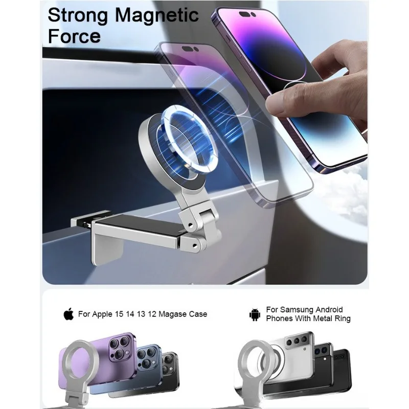 Universal Magnetic Phone Holder Travel Essentials Flexible Rotation Hands-Free Airplane Train Desktop Folding Phone Mount Stand
