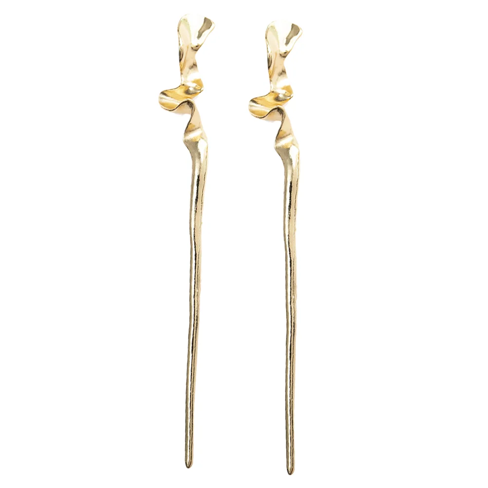 

2 Pcs Chopsticks Geometric Metal Hair Women's Retro Decor No Crease Clips Zinc Alloy Barrettes Girl Accessories