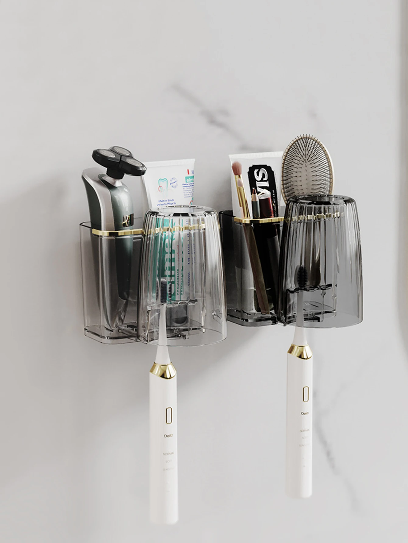 A electric toothbrush mouthwash cup storage rack without punching wall-mounted bathroom bathroom toothpaste brushing cup storage rack