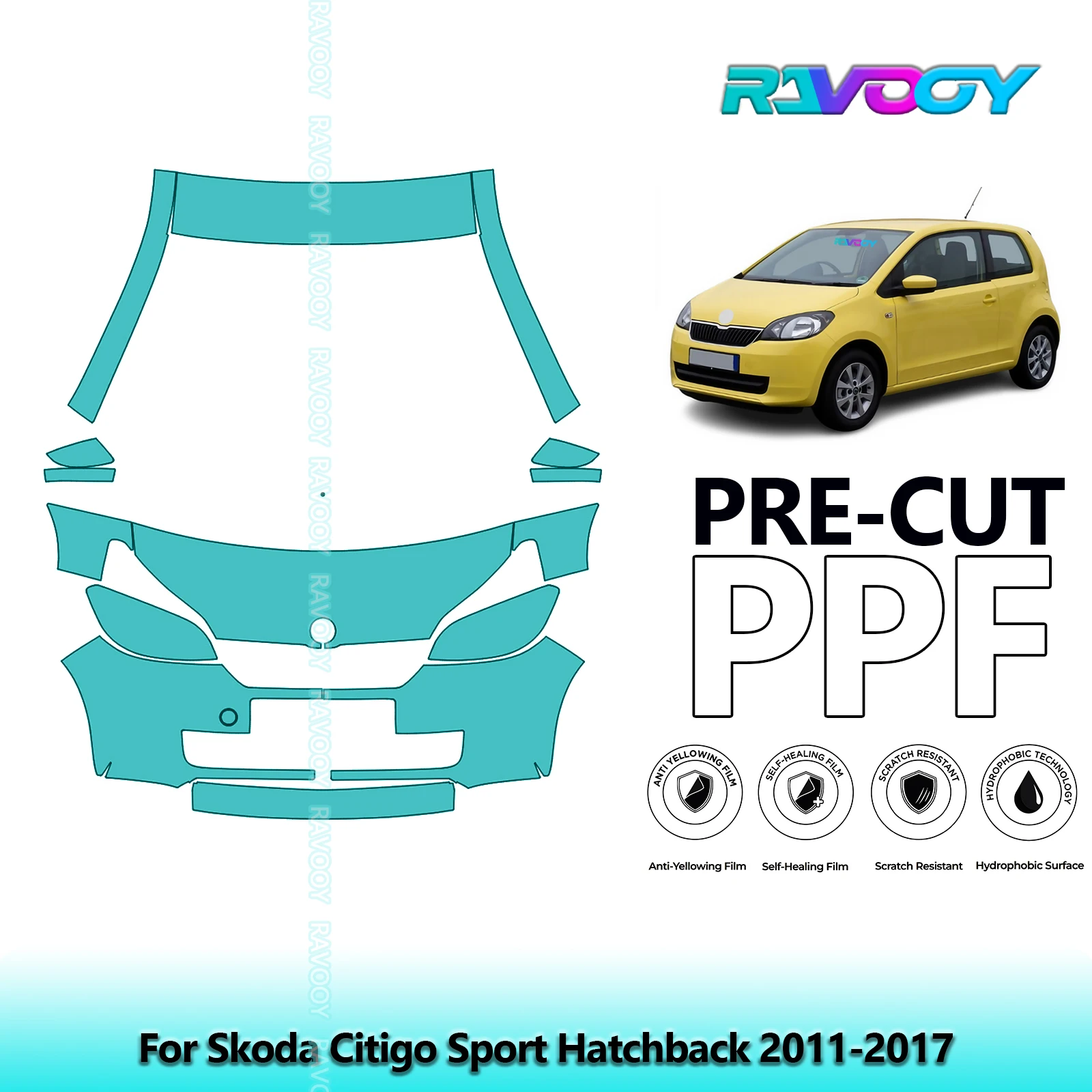 

Car Front Kit Clear Bra Precut PPF Paint Protection Film For Skoda Citigo Sport Hatchback 2011-2017