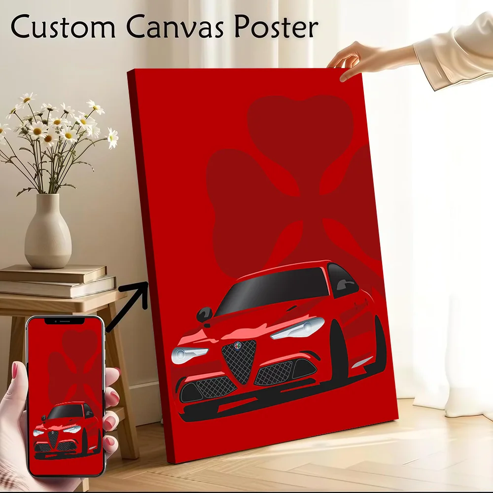 Romeo Car Printed Canvas Poster Custom Pictures Wall Art Canvas Painting for Specialty and Themed Home Decor Decoration Gaming