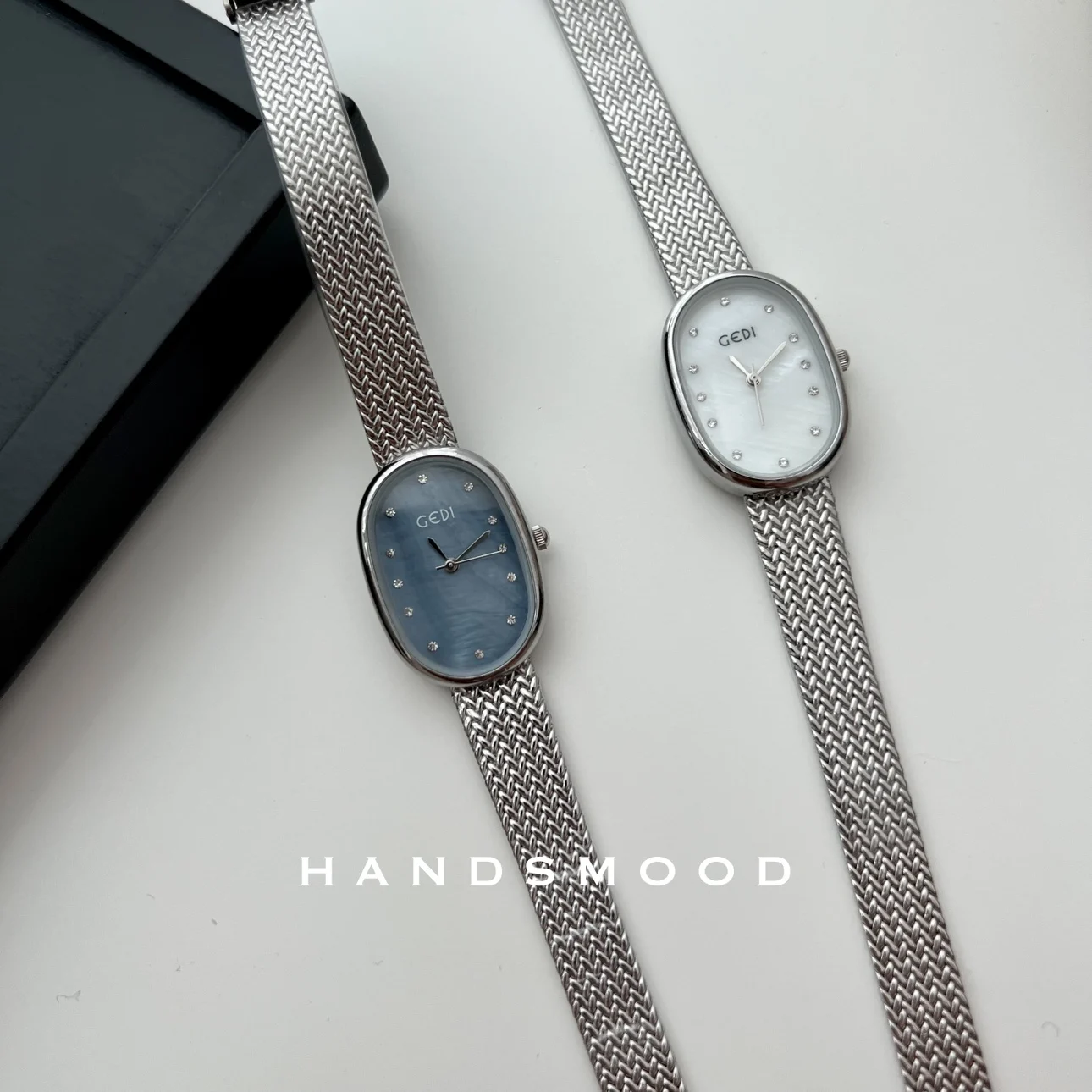 High-quality luxury watch oval fashion temperament motherofpearl silver high end simple quartz women's watch gift for girlfriend