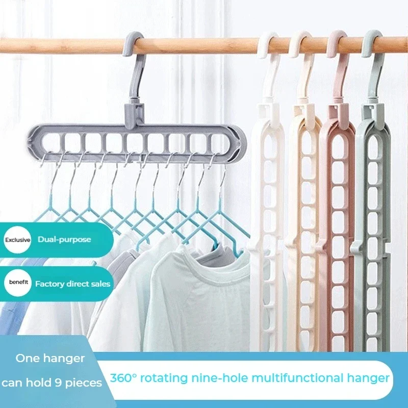 5 Stück, 9-fach faltbare Kleiderbügel aus Kunststoff, robust, platzsparend, ideal als Organizer für den Kleiderschrank zu Hause. – Detail 1