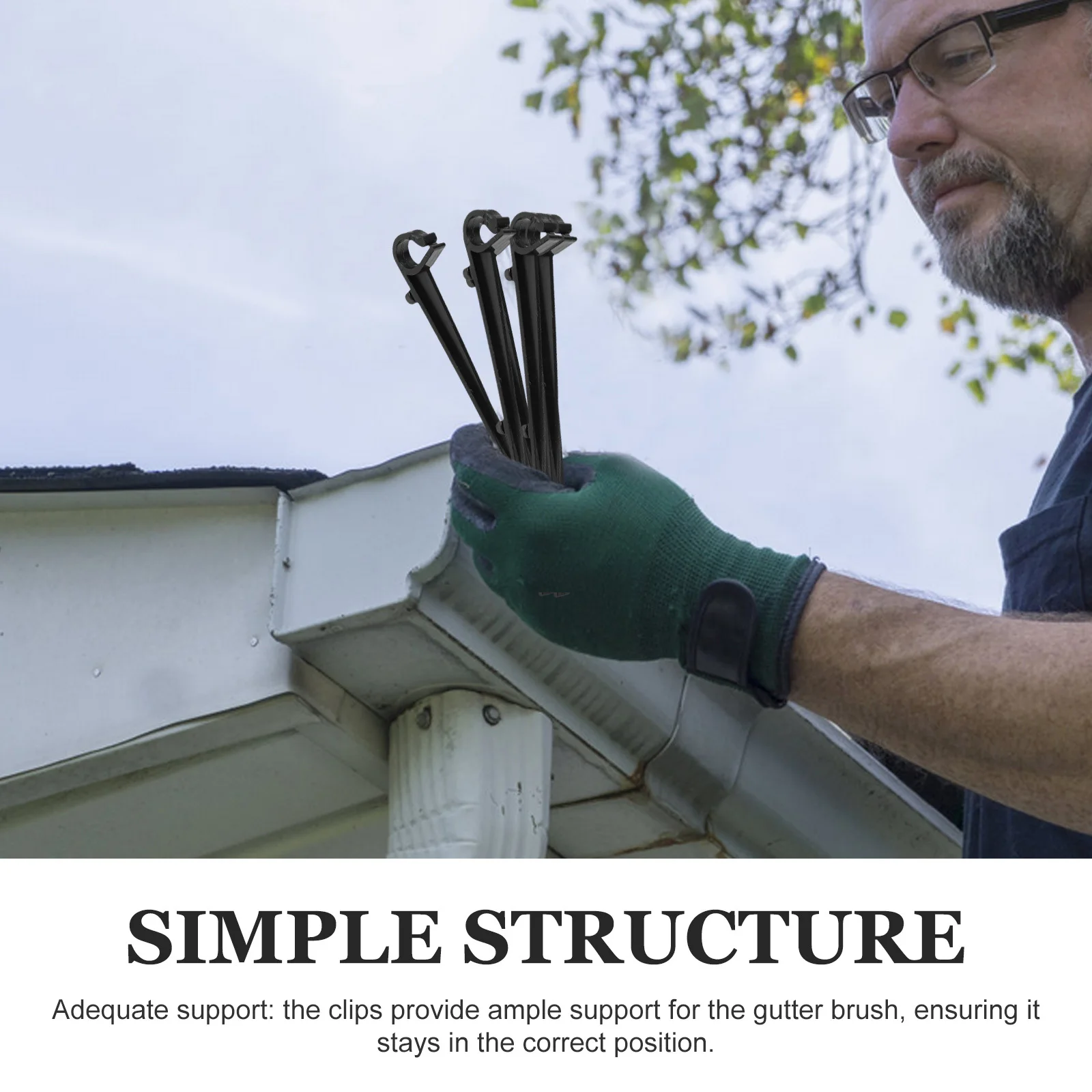 20Pcs Black Gutter Guard Clips Plastic Fixing Clips for Mesh Guard Brush Gutter Maintenance Installation Accessories