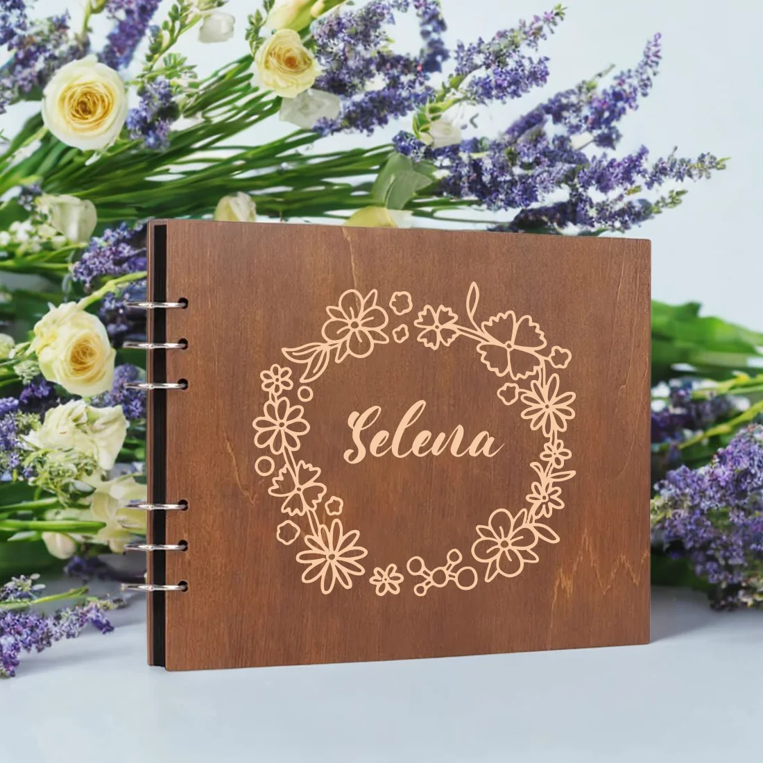Custom Photo Book - Personalisiertes Holz-Fotoalbum Maßgefertigtes Graviertes Spiral-Scrapbook Rustikales