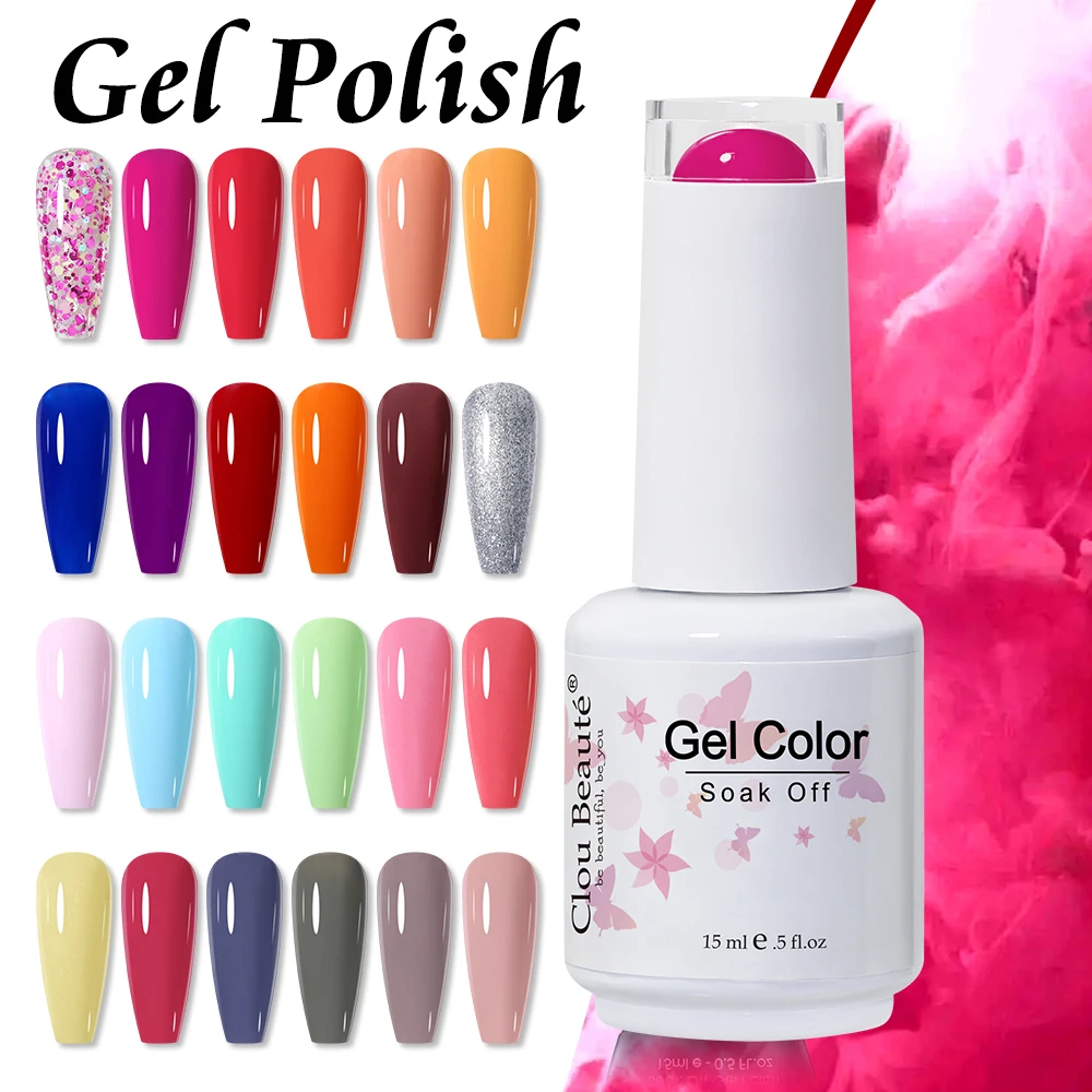 

Clou Beaute 15ml Gel Nail Polish Vernis Semi Permanent UV Nail Art Lakiery Hybrydowe Manicure Gel Glue Ongle Top Base Polish Gel