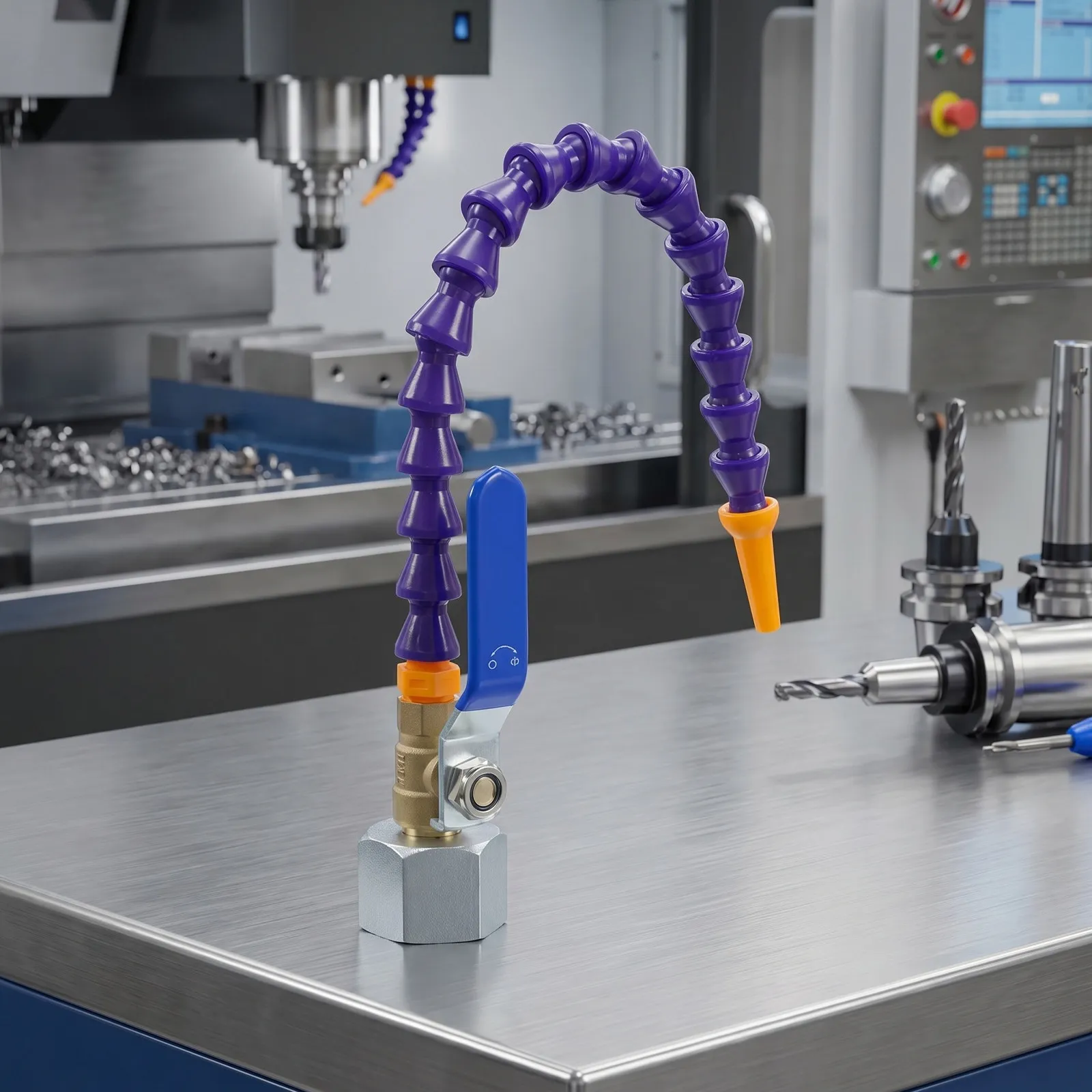 1Set Cnc Machine Tool Adjustable Flexible Coolant Hose Magnetic Base Air Nozzle Drainage Pipe Machine Coolant Hose