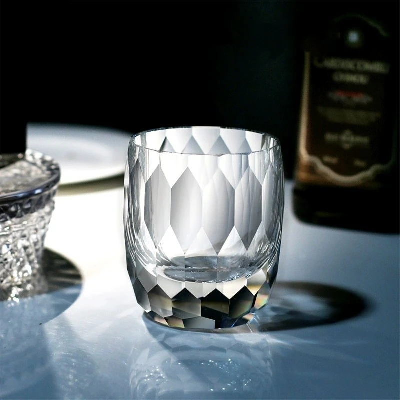 Vaso de Whisky de Cristal Tallado con Corte de Diamante, de Lujo y a Precio Accesible, para Licor, Vino, Vodka, Agua, Colección de Regalo