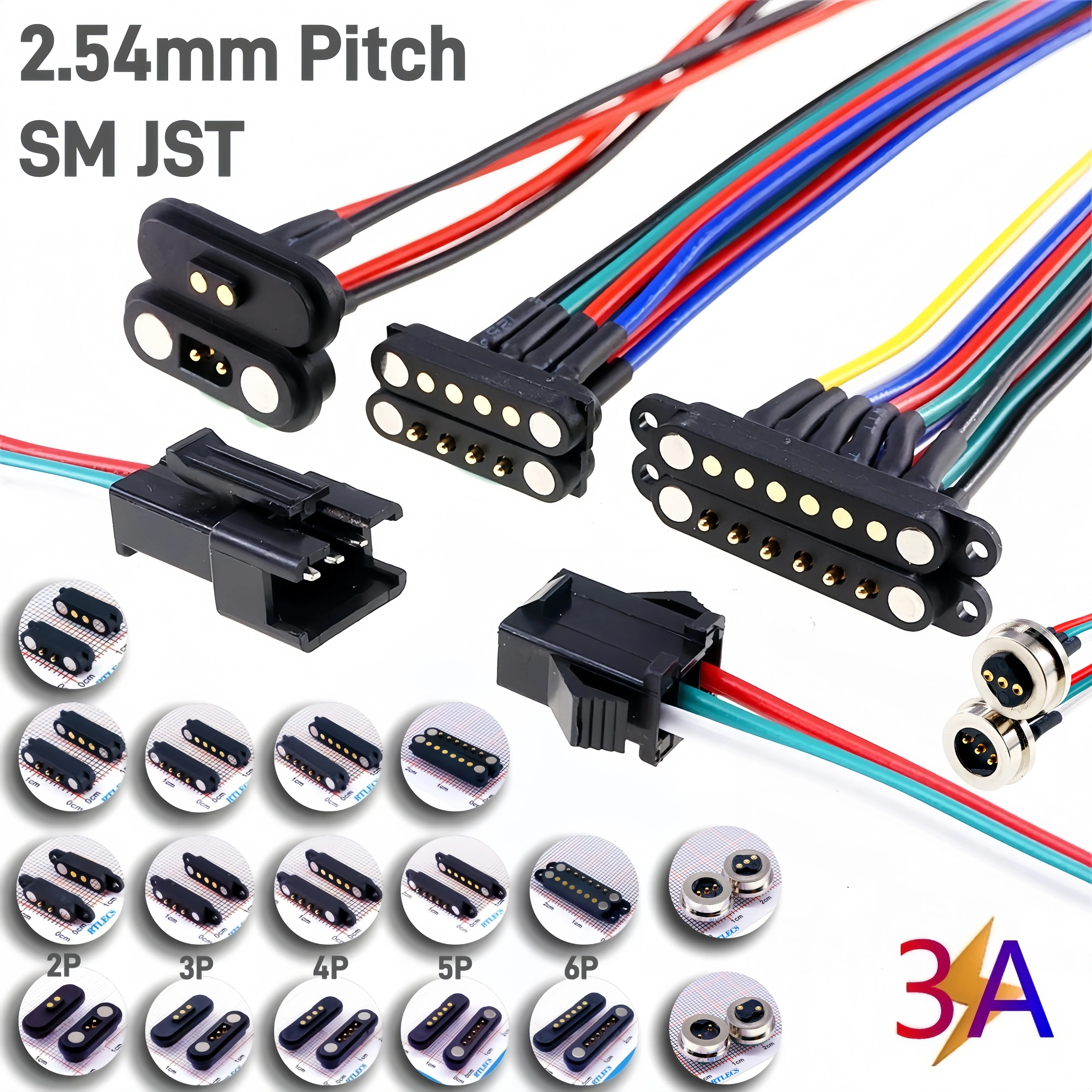 LED Streifen Lampe Magnetische Pogo Pin JST SM Steckdose Verlängern Kabel Stecker 2/3/4/5/6 Pin Männlich Weiblich Adapter Fahrer Kompatibel – Detail 1