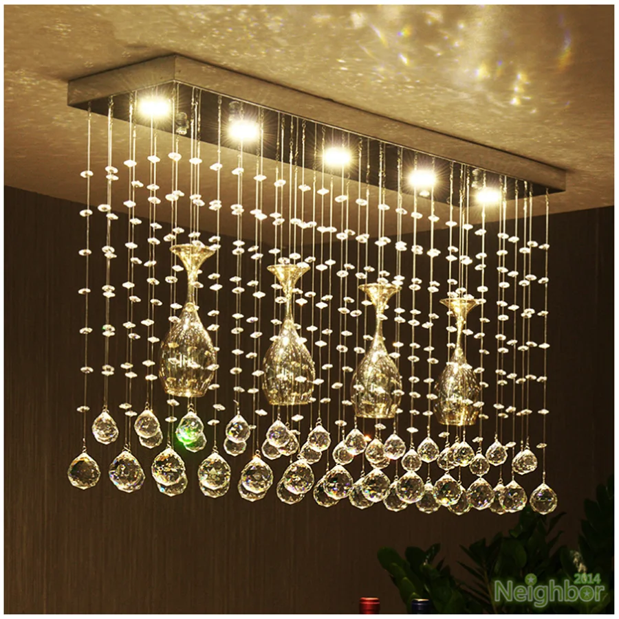 

Modern Crystal Wine Glass LED Pendant Lamp Ceiling lamp Living Room Restaurant Chandelier Hanging lights Home Decoration Fixture