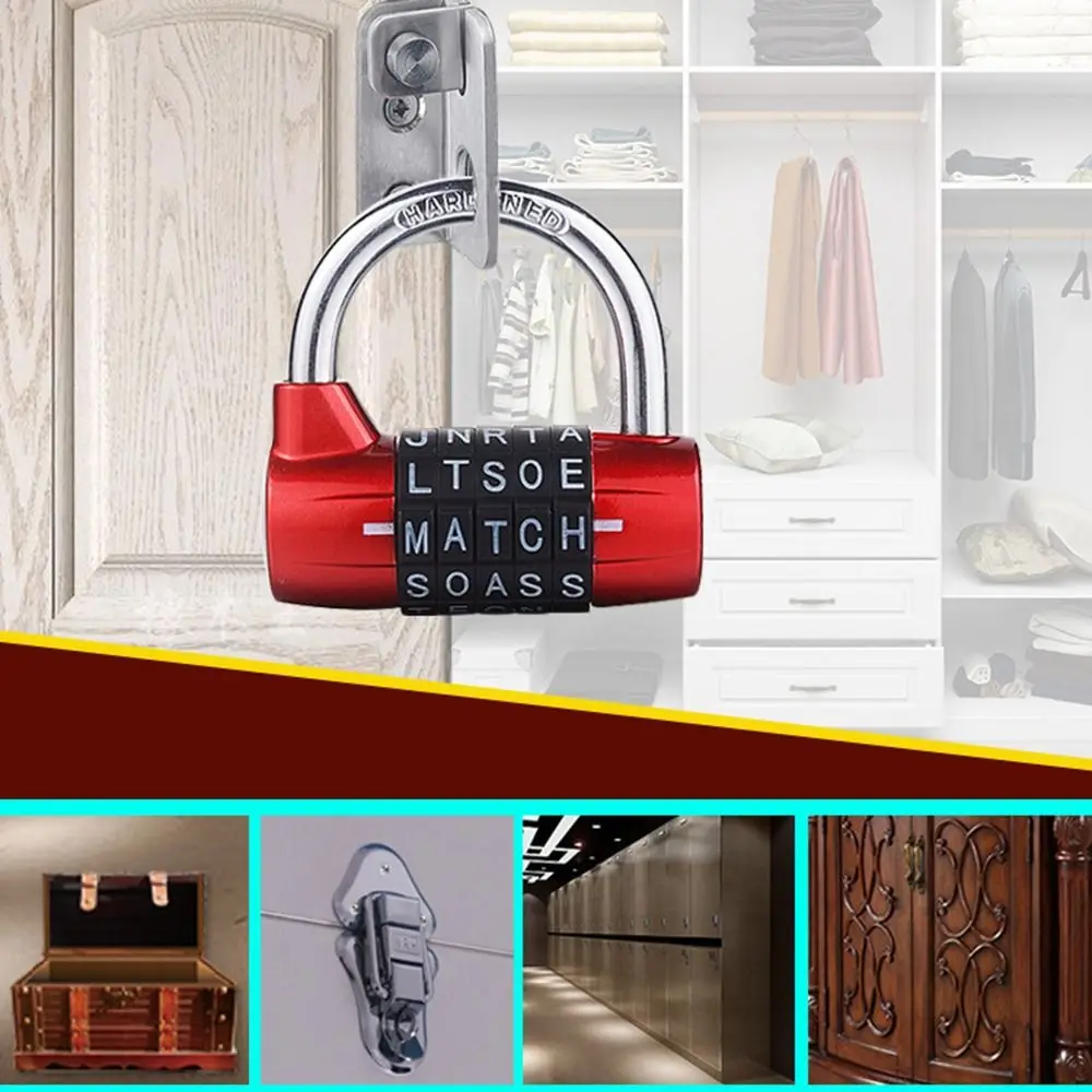 Anti-Theft Security Tool Suitcase Door Cabinet Drawer Lock 5 Letter Combination Padlock Luggage Padlock Code Password Lock