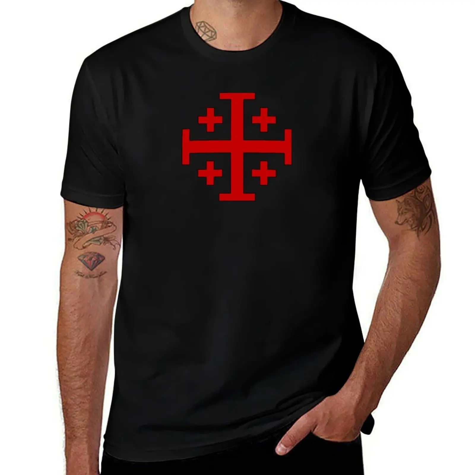 Order of the Holy Sepulchre, Five-fold Cross T-Shirt Plus Size Simple Casual Top